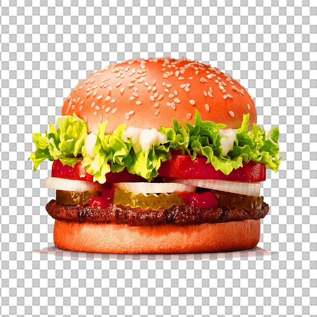 PSD Hamburger Whopper Kurczak sandwich burger izolowany na przezroczystym tle