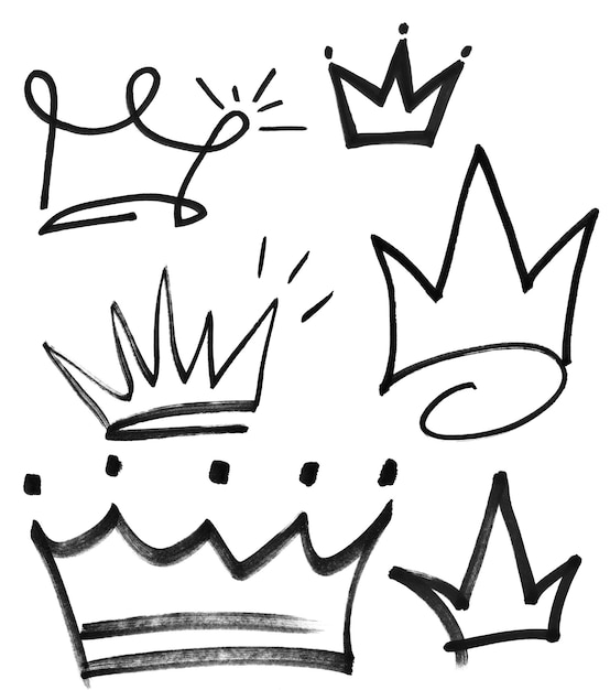 Psd hand drawing crown elements