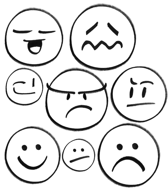 PSD elementi di emoji disegnati a mano