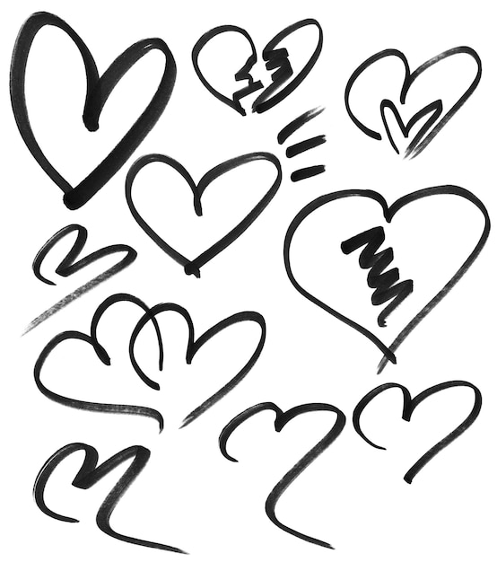 PSD psd hand drawing heart elements