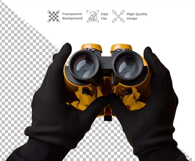 PSD Hand hold binoculars isolated on transparent background