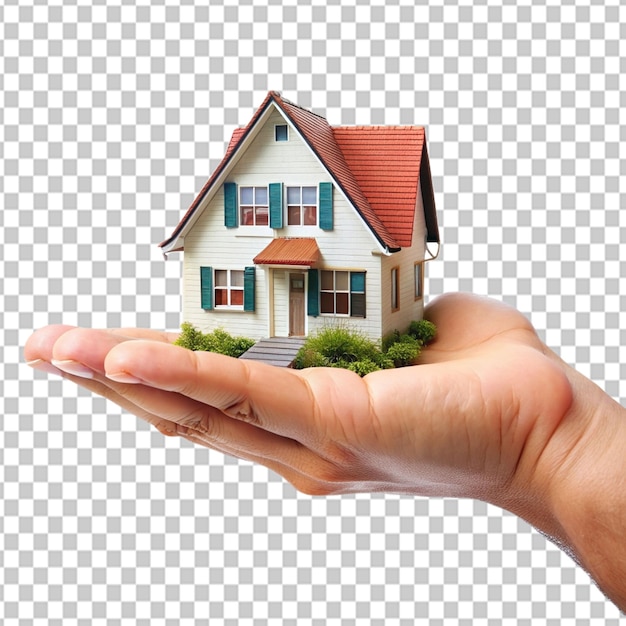 PSD psd of a hand holdinga house on transparent background