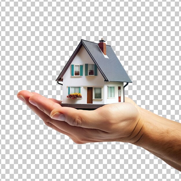 PSD psd of a hand holdinga house on transparent background