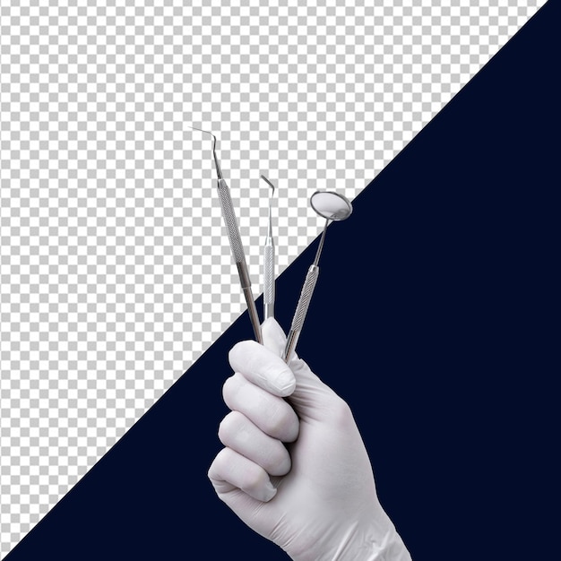 PSD-hand met een schaar op een doorzichtige achtergrond