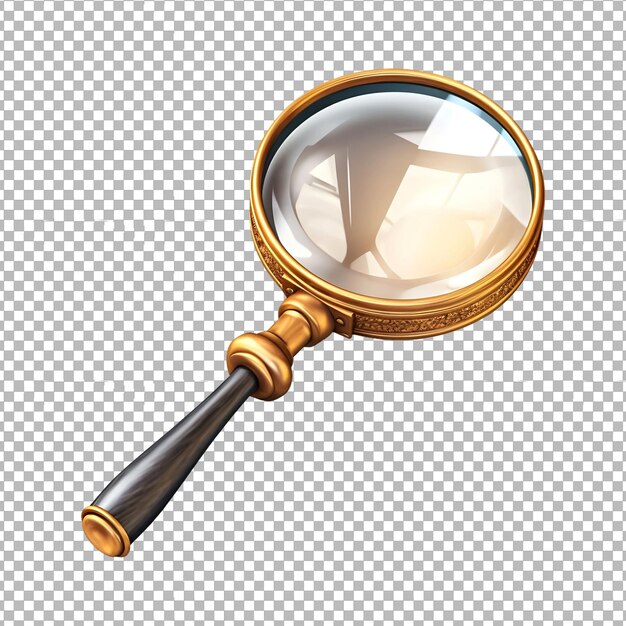 Psd handheld magnifier isolated on transparent background