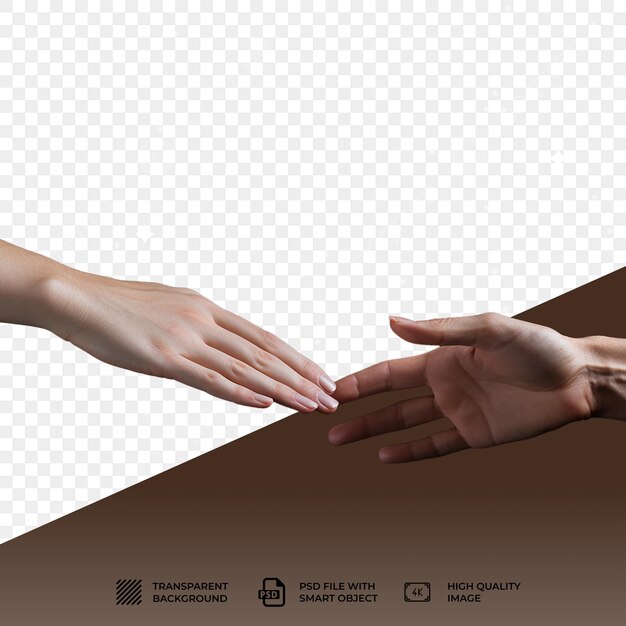 PSD psd hands coming together isolated on transparent background