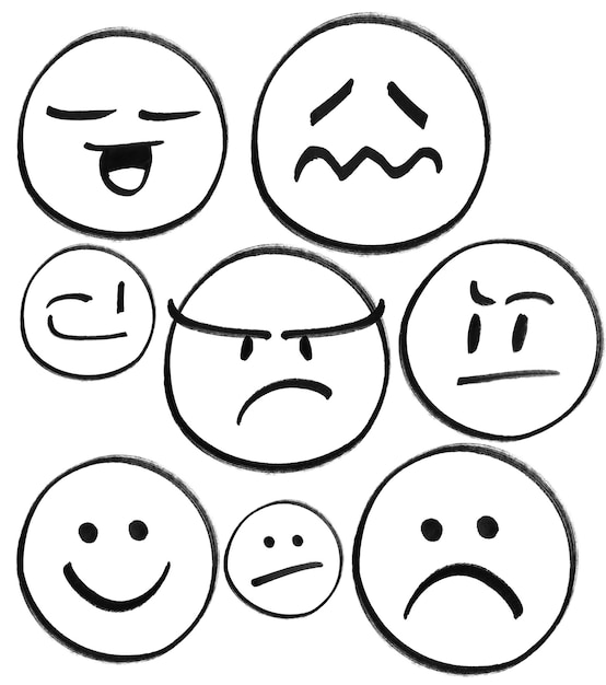 psd håndtegnede emojier elementer