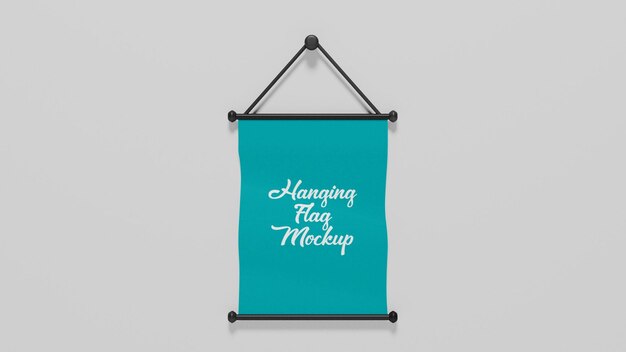 Psd hanging flag mockup