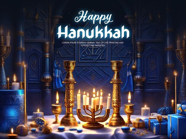 Psd hanukkah poster template design