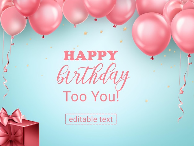 Psd happy birthday celebration banner background balloon