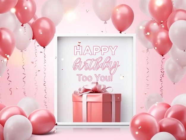 PSD psd happy birthday celebration banner frame background with balloon