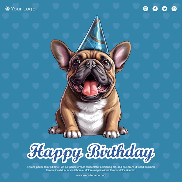 PSD psd happy birthday greeting card mockup template