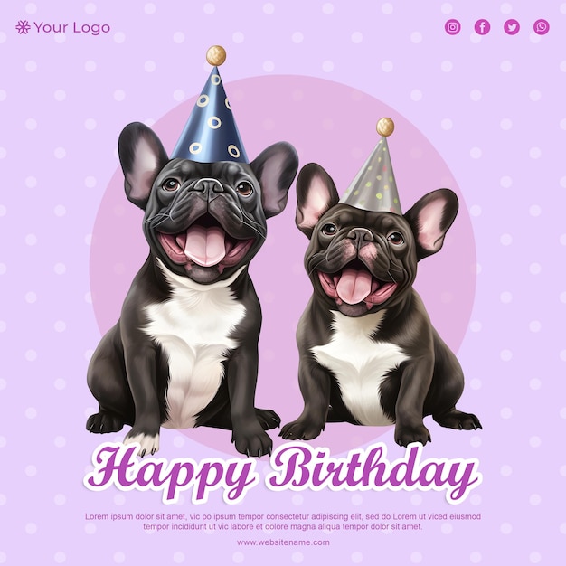 PSD шаблон макета поздравительной открытки с днем рождения