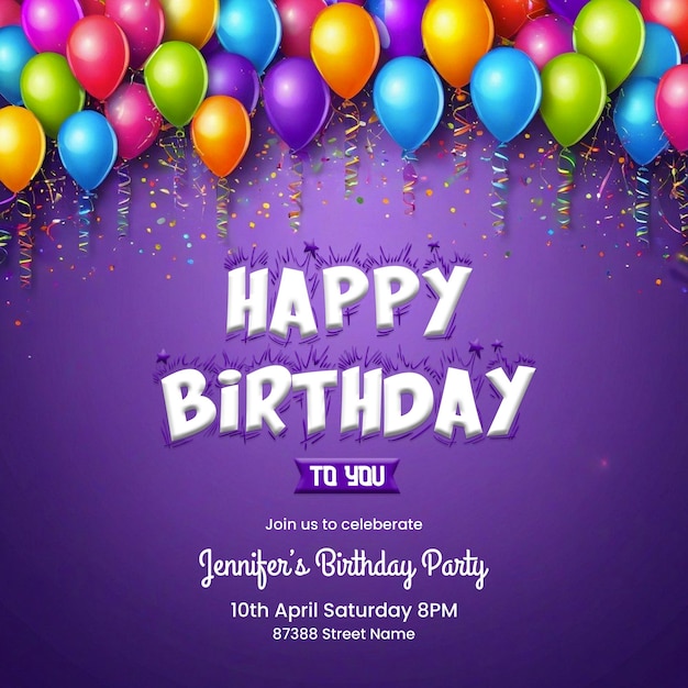 PSD psd happy birthday invitation card for dark instagram social media post template