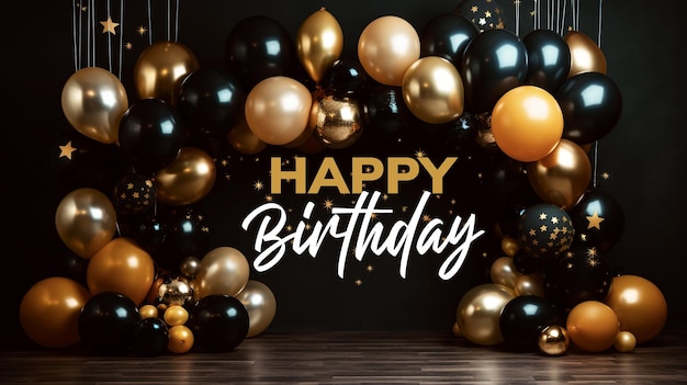 PSD psd happy birthday realistic black background