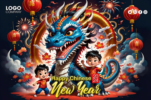 PSD psd happy chinese new year of the dragon zodiac