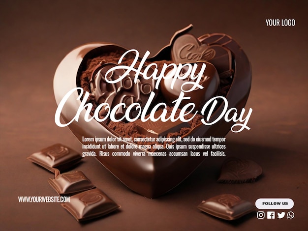 PSD modello di banner per social media psd happy chocolate day che celebra il festival