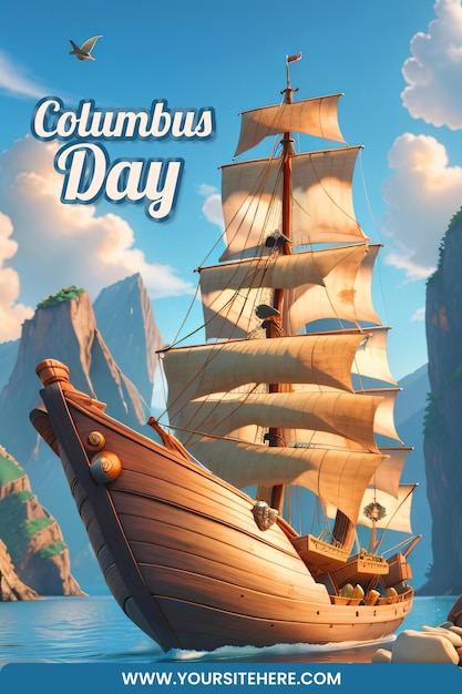 PSD psd happy columbus day poster template