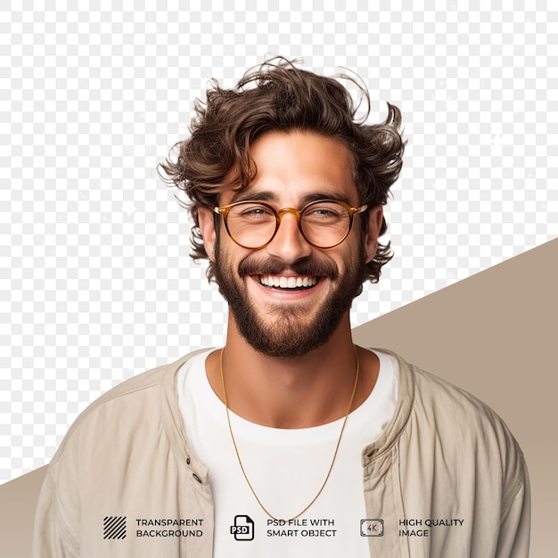 PSD psd happy curious man isolated on transparent background