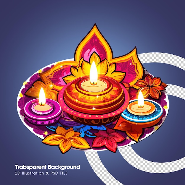 PSD psd happy diwali design elementi di illustrazione 2d