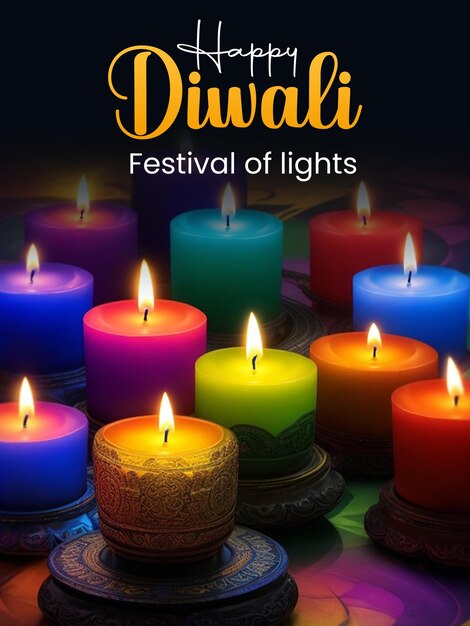 Psd happy diwali festival celebration poster