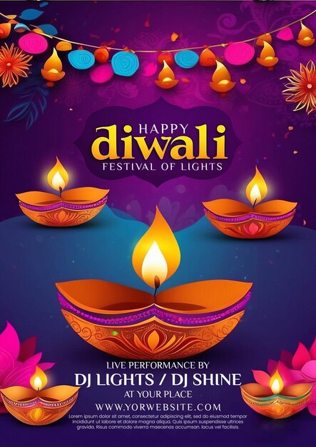 Psd happy diwali festival celebration verticale poster sjabloon