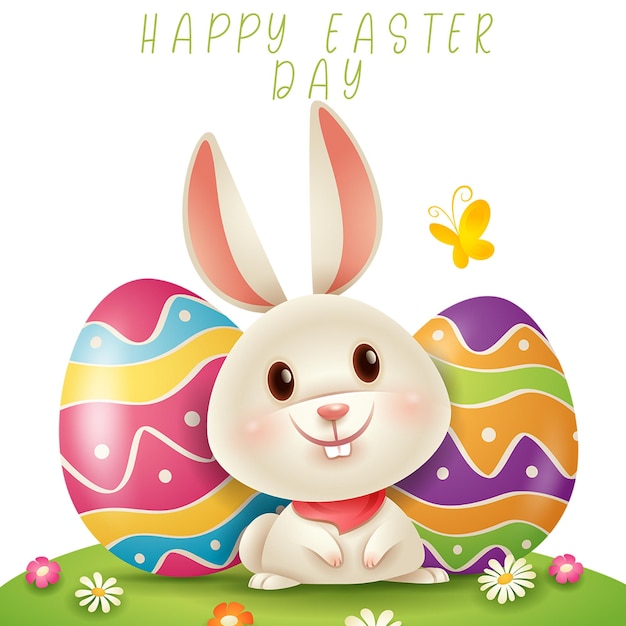 PSD Happy Easter banner poster greeting card Trendy Easter design