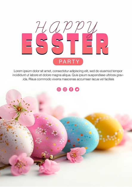 PSD psd happy easter verticale poster sjabloon en media sociale post