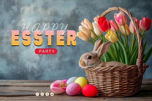 PSD psd happy easter verticale poster sjabloon en media sociale post