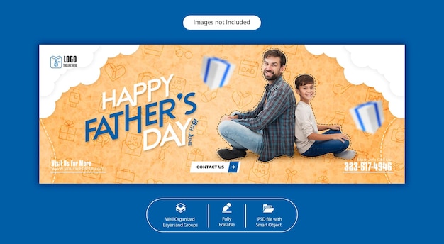 PSD modello di banner di copertina di facebook per la festa del papà felice psd