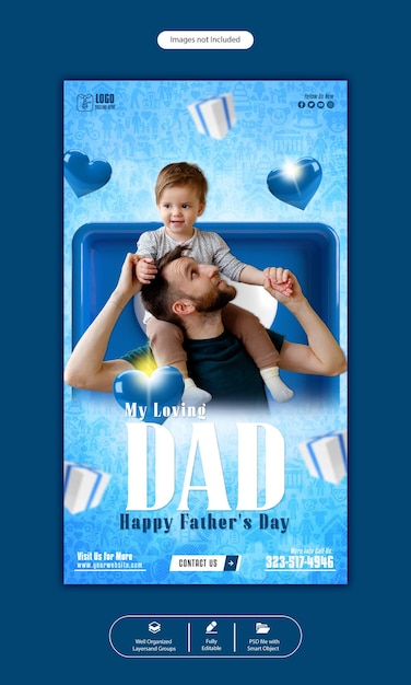 Psd happy father's day instagram story template