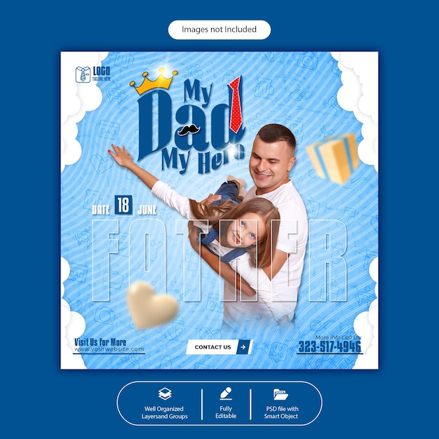 PSD psd happy father's day social media banner template