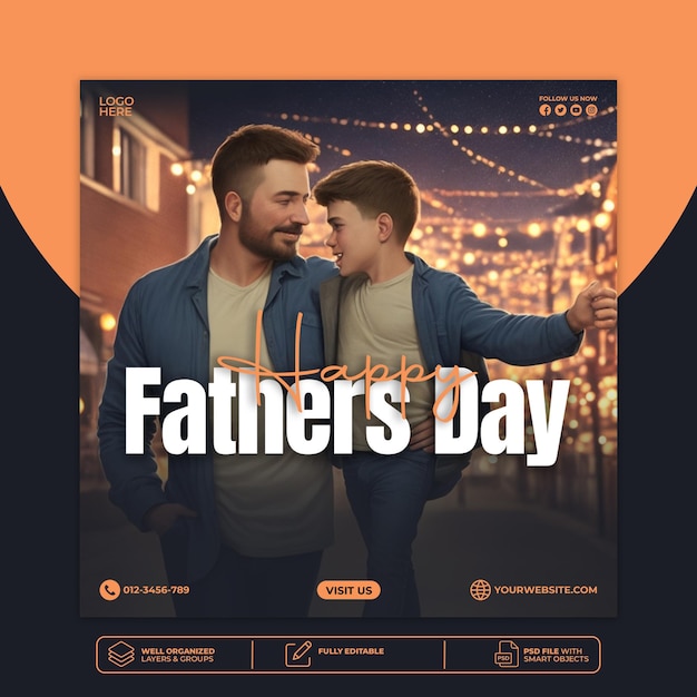 PSD psd happy father's day social media post template