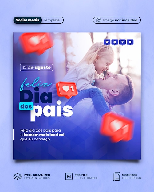 Psd happy father's day social media template dia dos pais template