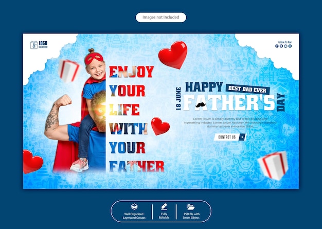 Psd happy father's day web banner template