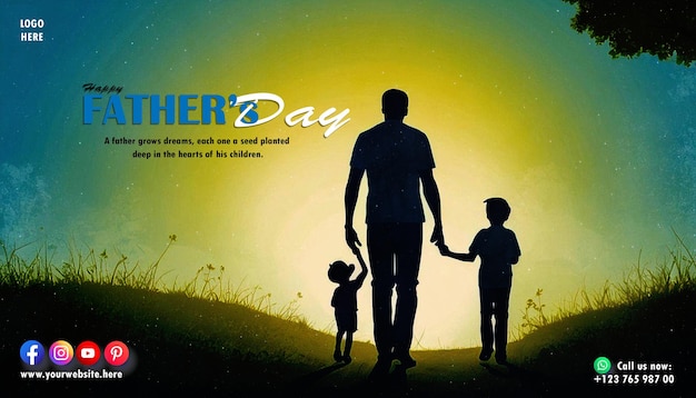 PSD psd happy fathers day pst wish template and banner for social media