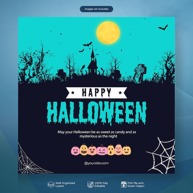 Psd happy halloween-feest social media post