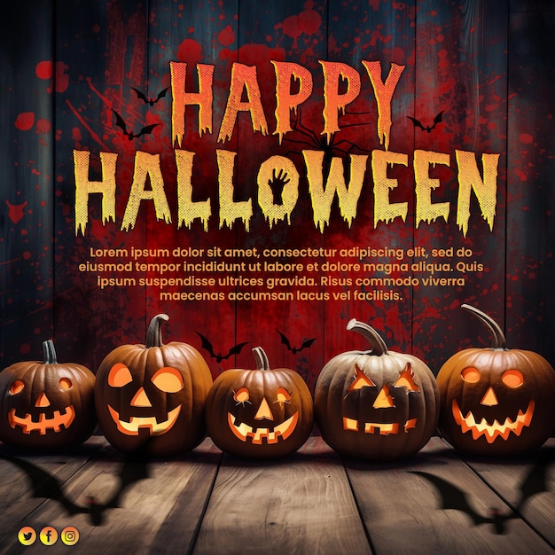 PSD psd happy halloween horror nacht flyer sociale media postsjabloon