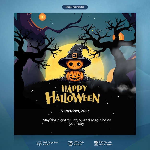 Post sui social media per la festa di halloween felice psd