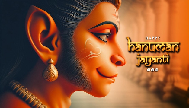 Psd happy hanuman jayanti indian mythological festival banner design