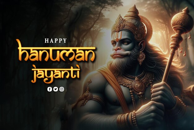 Psd happy hanuman jayanti indian mythological festival banner design