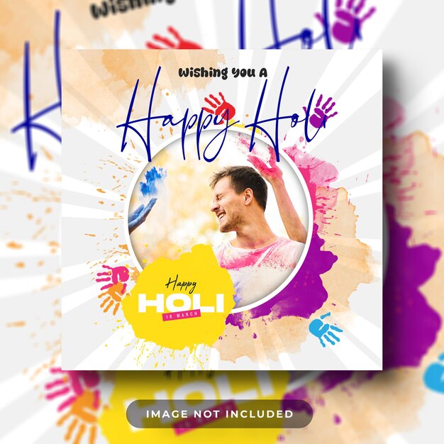 PSD psd happy holi festival social media post ontwerpsjabloon