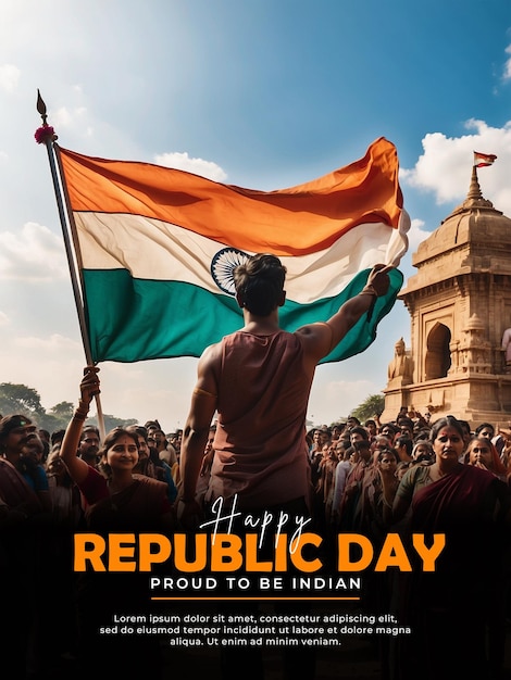 PSD psd happy indian republic day poster design template