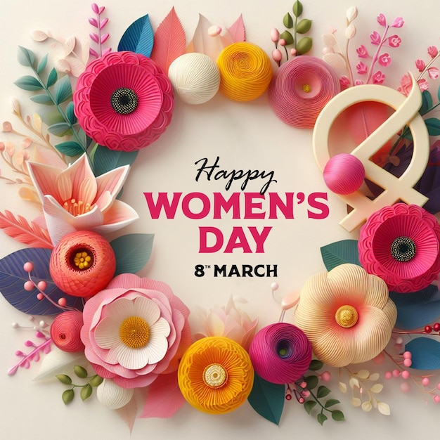 Psd счастливый международный день женщин 8 марта пост в социальных сетях с дизайном плаката женского дня