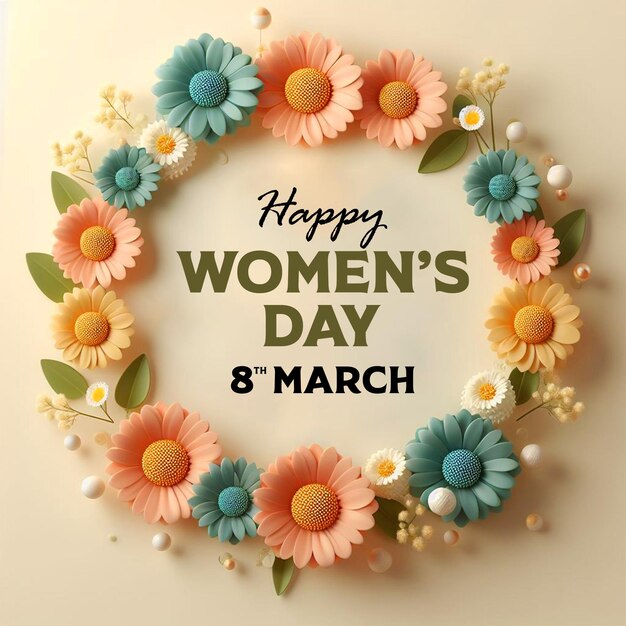 Psd happy international day of women 8th march social media post with womens day poster design