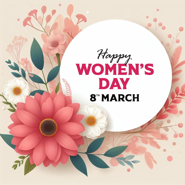 Psd happy international day of women 8th march social media post with womens day poster design