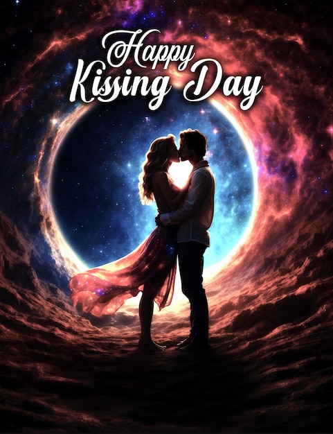 PSD psd happy international kissing day july 06 romantic kissing moment view generated by ai