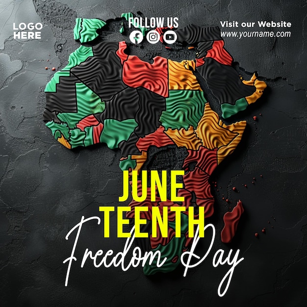 PSD psd happy juneteenth freedom day 19 giugno disegno modello di banner per i social media con immagine ai