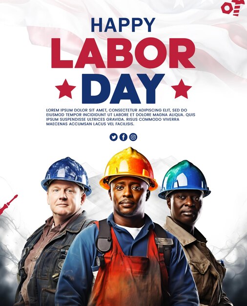 PSD psd of happy labor day poster design