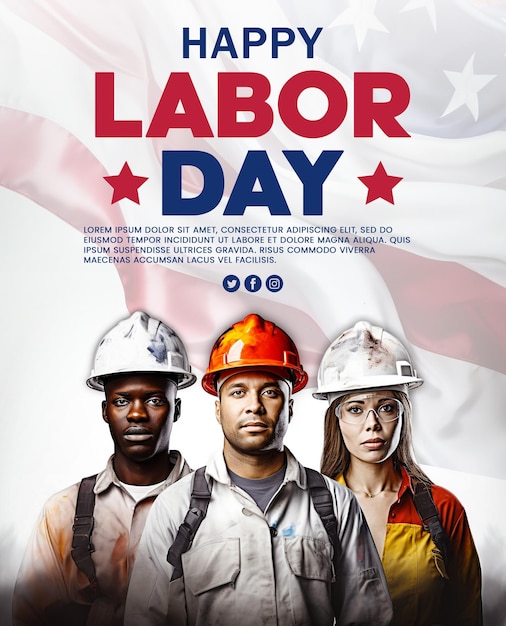PSD psd of happy labor day poster design